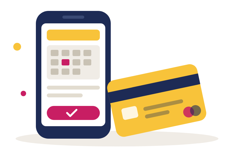 スマートフォンとクレジットカードで予約するイメージ