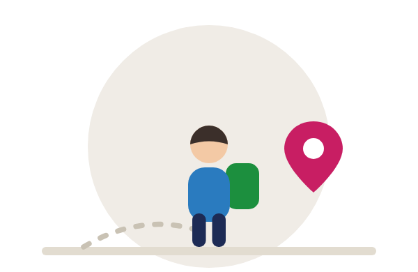 リュックを背負ったひとり旅のイラスト